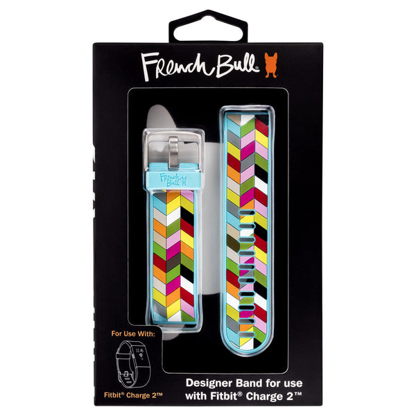Designer Silicone Band for Fitbit Charge 2 by French Bull in Blue Ziggy