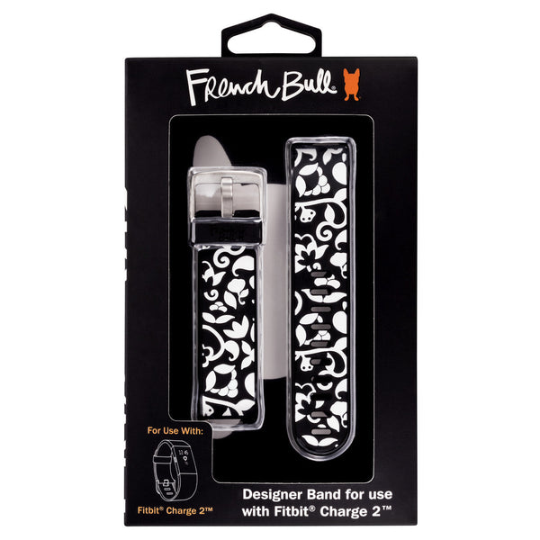 Designer Silicone Band for Fitbit Charge 2 by French Bull in Black Vine