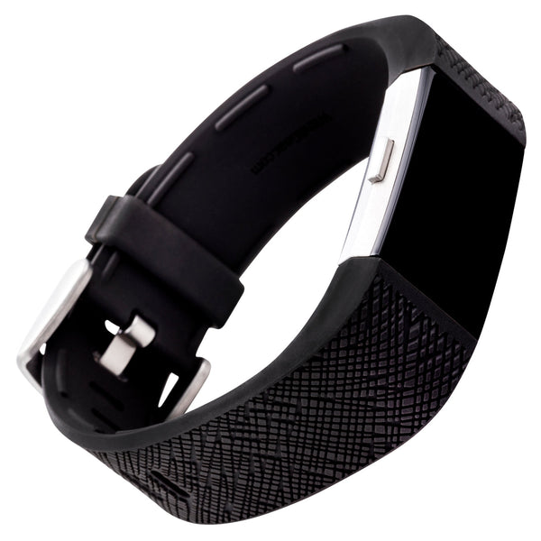 Silicone FitBit Charge Band, Black Saffiano