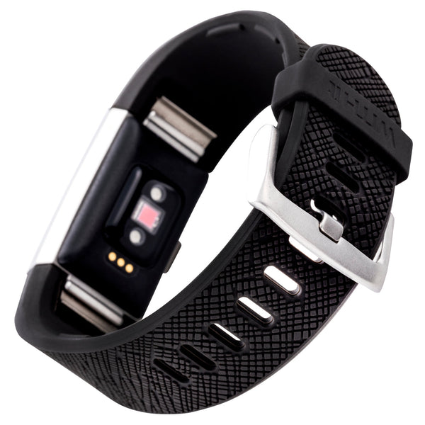 Silicone FitBit Charge Band, Black Saffiano