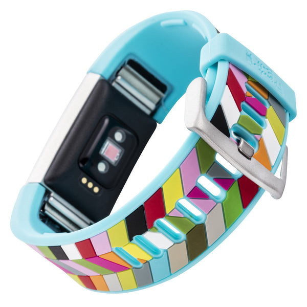 Designer Silicone Band for Fitbit Charge 2 by French Bull in Blue Ziggy