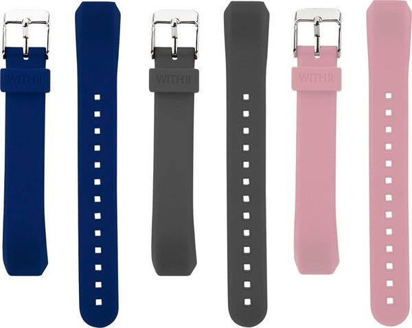 Designer Silicone Bands for Fitbit Alta & Alta HR by WITHit - 3 Pack in Navy, Gray and Pink