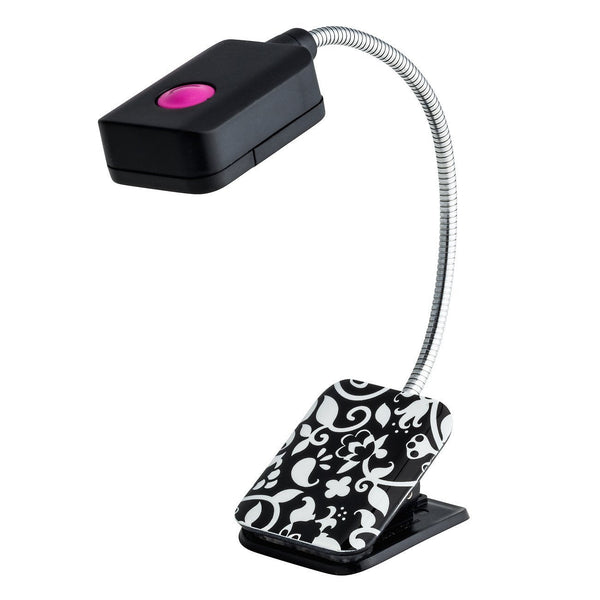 LED Book and Reading Light by French Bull - Black and White Floral Vine Pattern