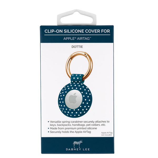 Dabney Lee Apple AirTag Silicone Clip-on Cover in Navy Dottie