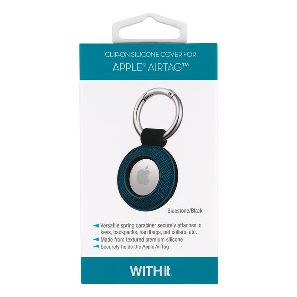 WITHit Apple AirTag Silicone Clip-on Cover in Bluestone/Black