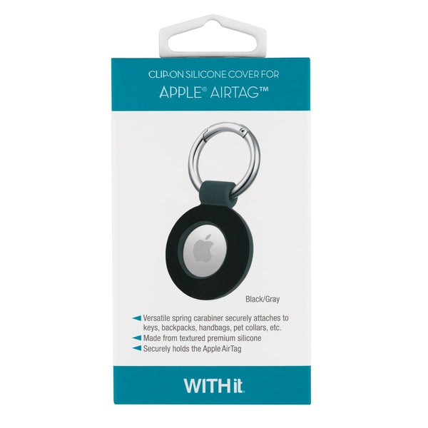 WITHit Apple AirTag Silicone Clip-on Cover in Black/Gray