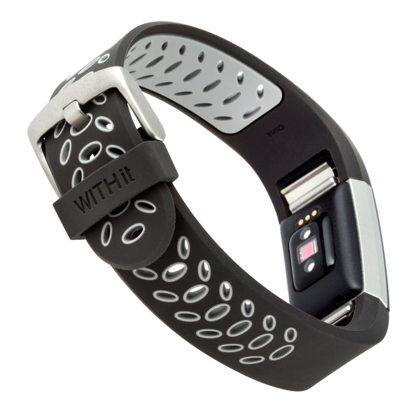 Designer Silicone Sport Band for Fitbit Charge 2 by WITHit in Black/Gray