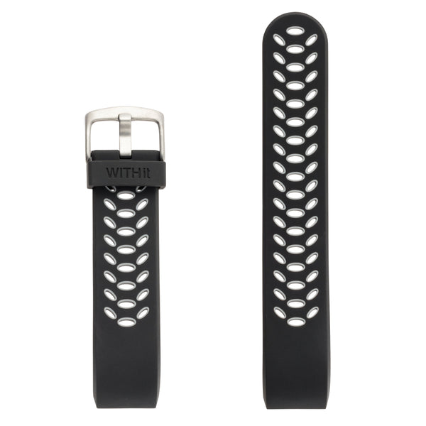 Designer Silicone Sport Band for Fitbit Charge 2 by WITHit in Black/Gray