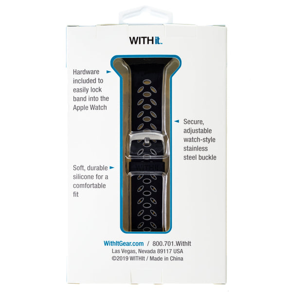 WITHit Silicone Band for 42/44/45mm Apple Watch - Sport, Black/Gray