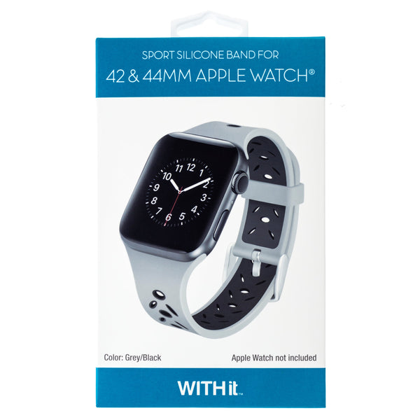 WITHit Silicone Band for 42/44/45mm Apple Watch - Sport, Gray/Black