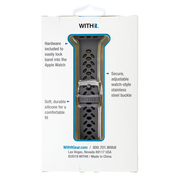 WITHit Silicone Band for 42/44/45mm Apple Watch - Sport, Gray/Black