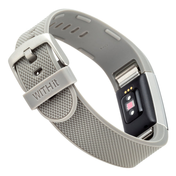 Designer Bands for Fitbit Charge 2 by WITHit - 3 Pack in Gray Silicone, Navy Silicone & Black Mesh