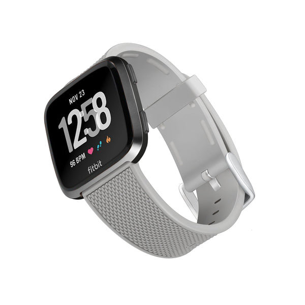 Designer Silicone Bands for Fitbit Versa and Versa 2 by WITHit - 2 Pack in Black and Gray Woven