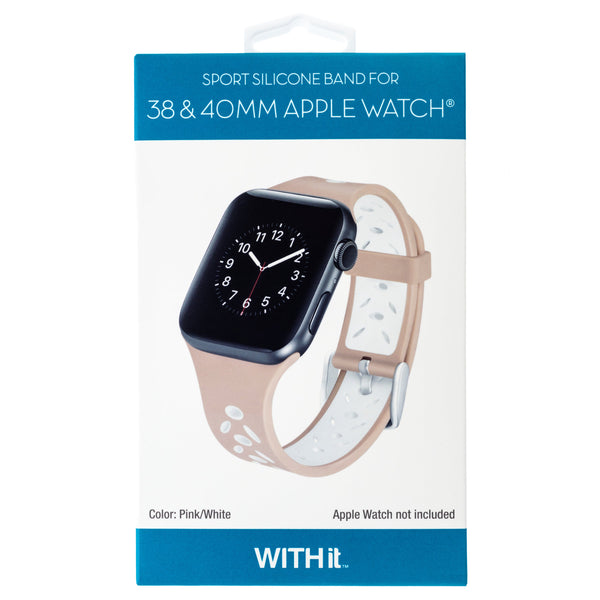 WITHit Silicone Band for 38/40/41mm Apple Watch - Sport, Pink/White