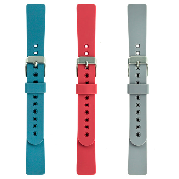 Designer Silicone Bands for Fitbit Inspire, Inspire HR & Inspire 2 by WITHit - 3 Pack in Bluestone, Coral & Light Gray
