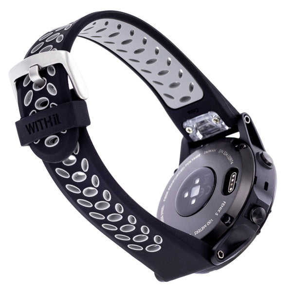 Designer Bands for 22mm Garmin fēnix 5, 5 Plus & 6 - 2 Pack in Black/Gray Sport & Black Mesh