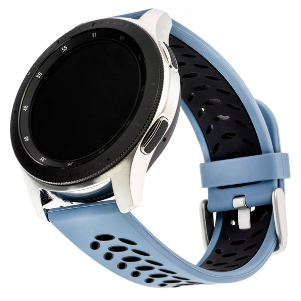 Sport Silicone Bands for Samsung Universal 22mm Smartwatch by WITHit - 2 Pack in Bluestone/Black and Black