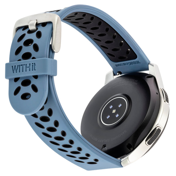 Sport Silicone Bands for Samsung Universal 22mm Smartwatch by WITHit - 2 Pack in Bluestone/Black and Black