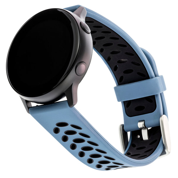 Sport Silicone Bands for Samsung Universal 20mm Smartwatch by WITHit - 2 Pack in Bluestone/Black and Black
