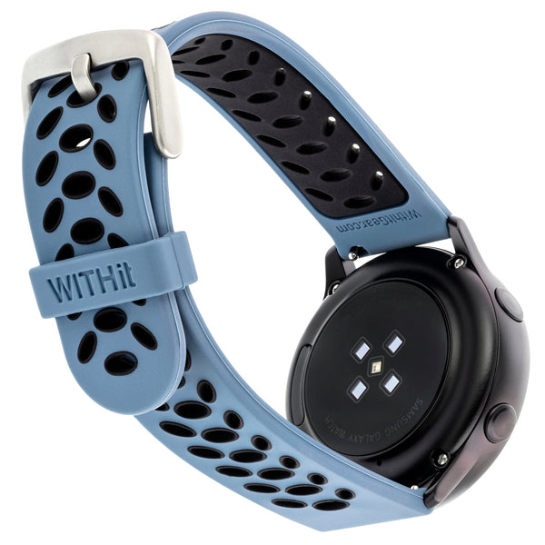Sport Silicone Bands for Samsung Universal 20mm Smartwatch by WITHit - 2 Pack in Bluestone/Black and Black