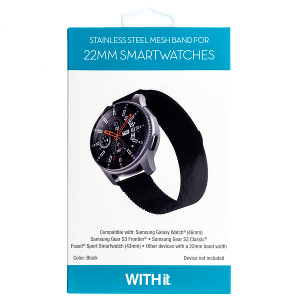 Designer Mesh Band for Samsung Universal 22mm Smartwatch by WITHit in Black
