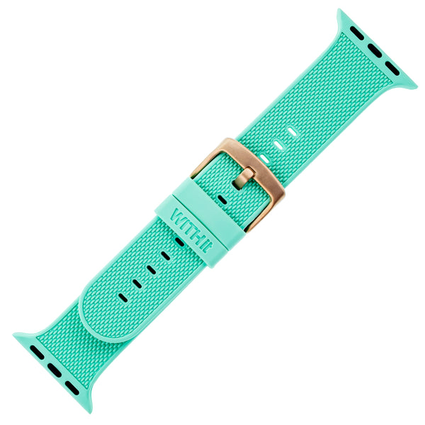 WITHit Silicone Band for 38/40/41mm Apple Watch - Teal with Gold Buckle