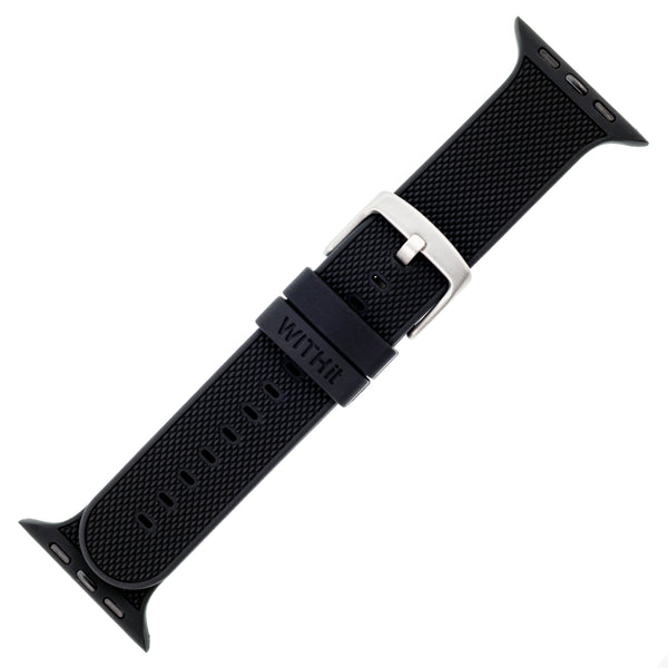 WITHit Silicone Band for 38/40/41mm Apple Watch - Black Woven with 2 Keepers