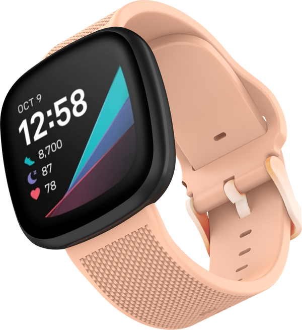 Silicone Keeperless FitBit Band, 3-Pack in Navy, Blush Pink, Light Grey