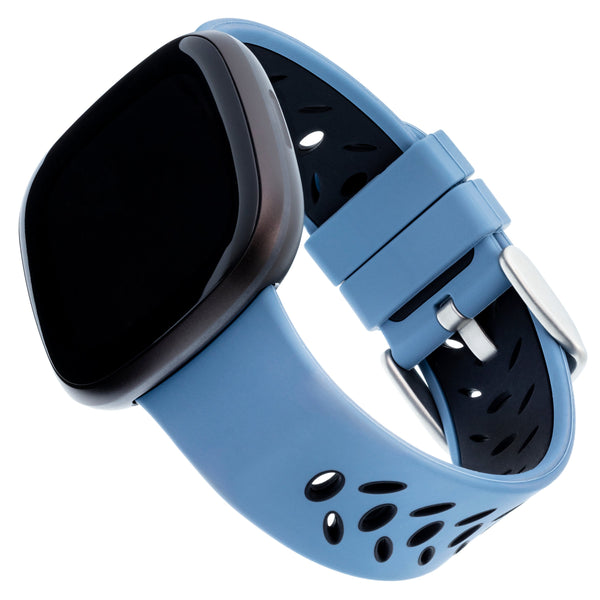 Silicone FitBit Band, 3-Pack in Black Mesh, Bluestone Silicone, Black Woven