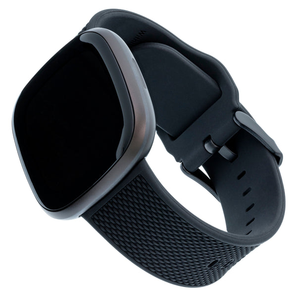 Silicone FitBit Band, 3-Pack in Black Mesh, Bluestone Silicone, Black Woven