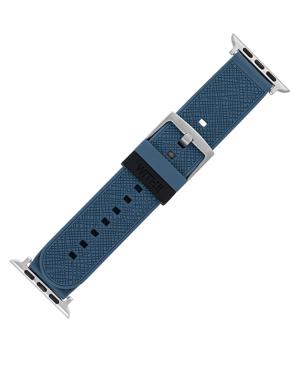 WITHit Silicone Band for 42/44/45mm Apple Watch - Bluestone/Black Saffiano