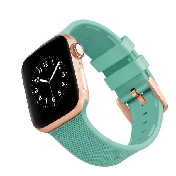WITHit Silicone Band for 42/44/45mm Apple Watch - Teal with Gold Buckle