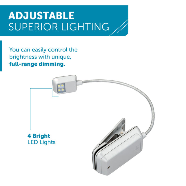 Quad 4 LED Reading Light by WITHit - Silver