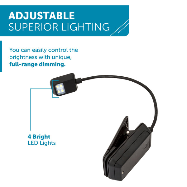 Quad 4 LED Reading Light by WITHit - Black