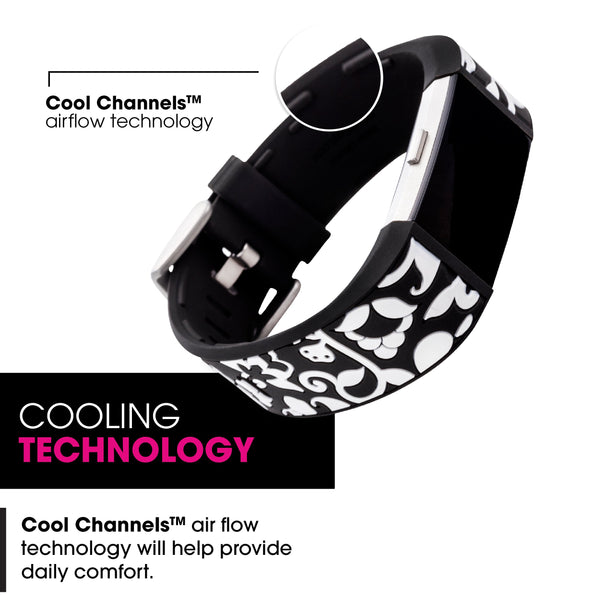 Designer Silicone Band for Fitbit Charge 2 by French Bull in Black Vine