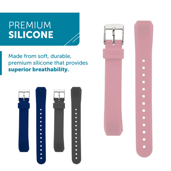 Designer Silicone Bands for Fitbit Alta & Alta HR by WITHit - 3 Pack in Navy, Gray and Pink