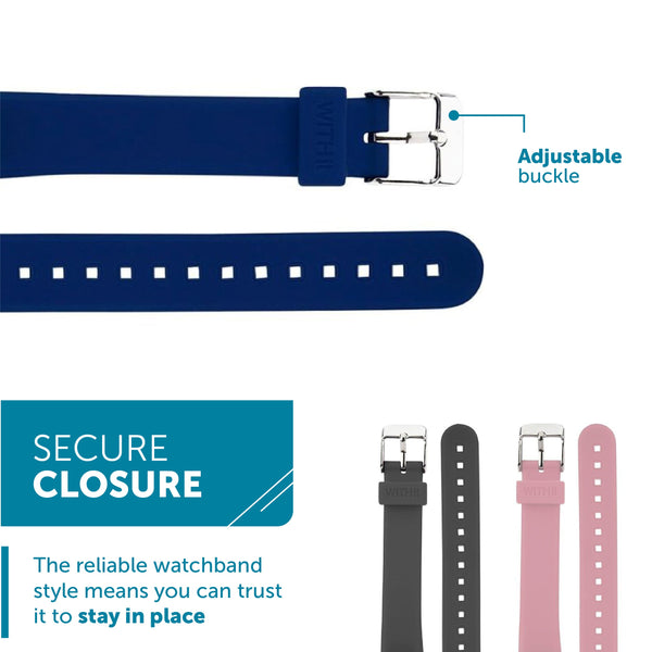 Designer Silicone Bands for Fitbit Alta & Alta HR by WITHit - 3 Pack in Navy, Gray and Pink