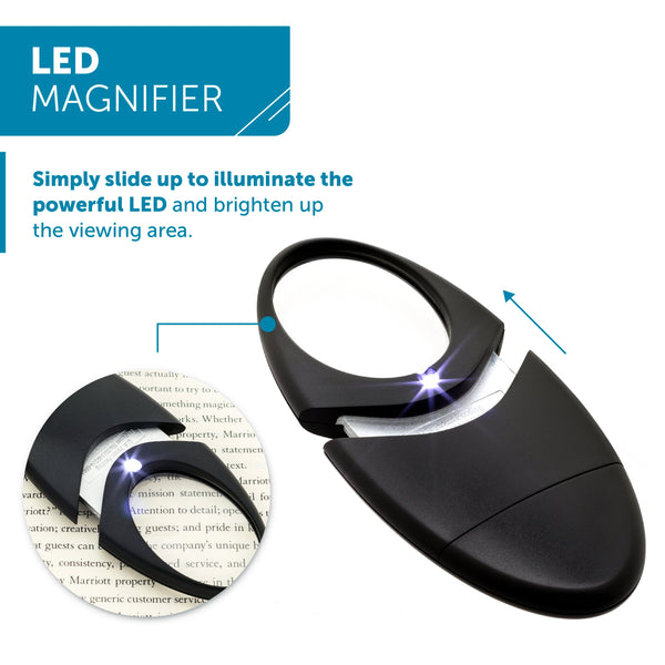 WITHit Lighted Oval Travel Magnifier  - Black