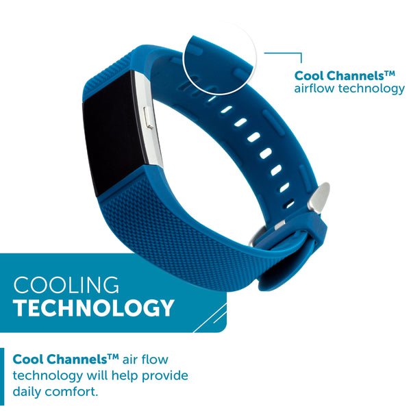 Designer Silicone Band for Fitbit Charge 2 by WITHit in Blue Woven