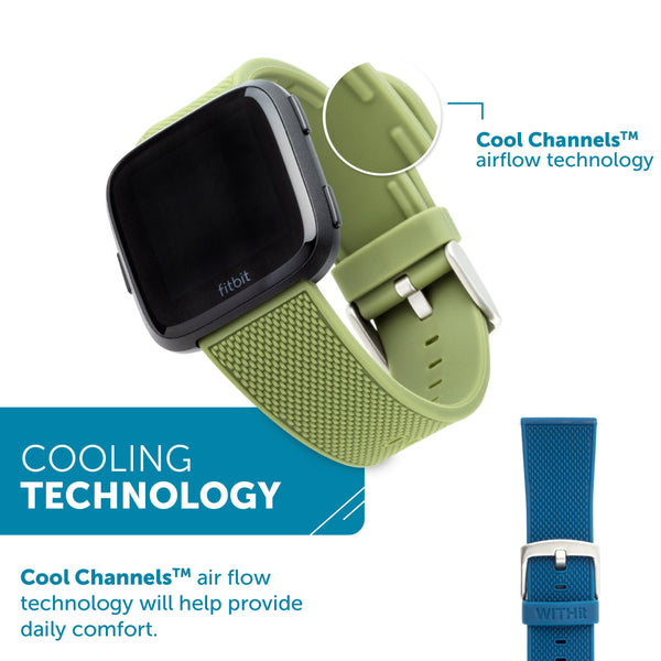 Mesh FitBit Versa Band, 3-Pack in Silver Mesh, Olive Silicone, Navy Silicone
