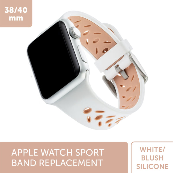 WITHit Silicone Band for 38/40mm Apple Watch - Sport, White/Pink