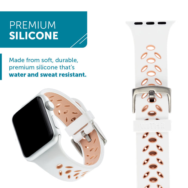 WITHit Silicone Band for 38/40mm Apple Watch - Sport, White/Pink