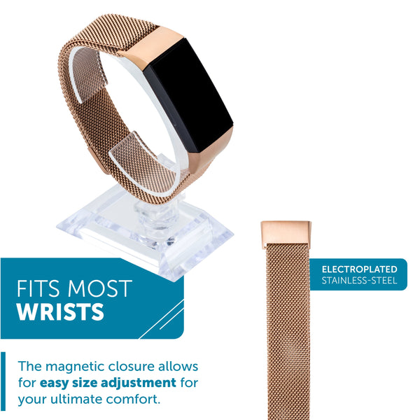 Designer Mesh Band for Fitbit Charge 3 & Charge 4 by WITHit in Gold