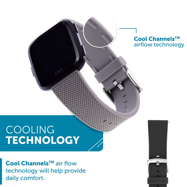 Designer Silicone Bands for Fitbit Versa and Versa 2 by WITHit - 2 Pack in Black and Gray Woven