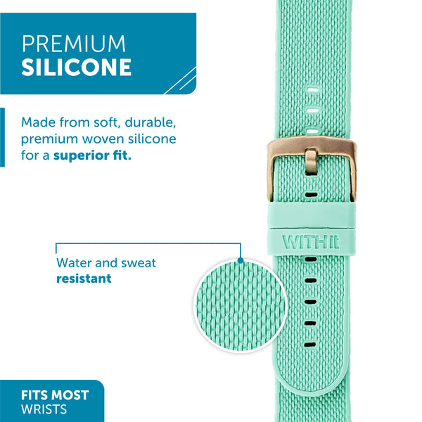 WITHit Silicone Band for 38/40/41mm Apple Watch - Teal with Gold Buckle