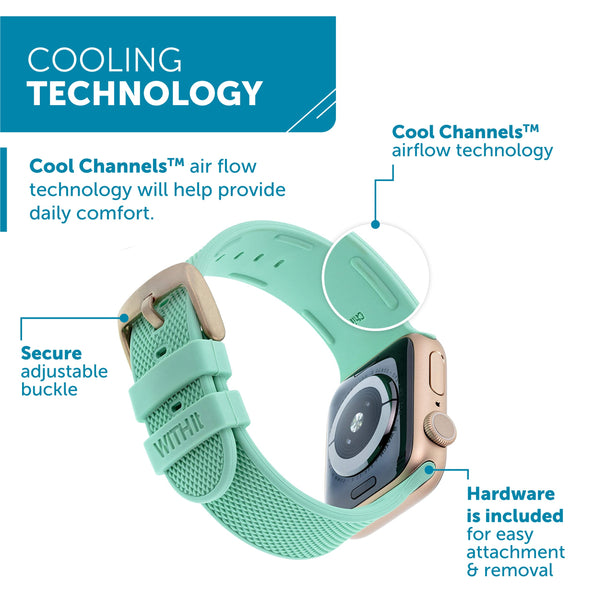 WITHit Silicone Band for 42/44/45mm Apple Watch - Teal with Gold Buckle