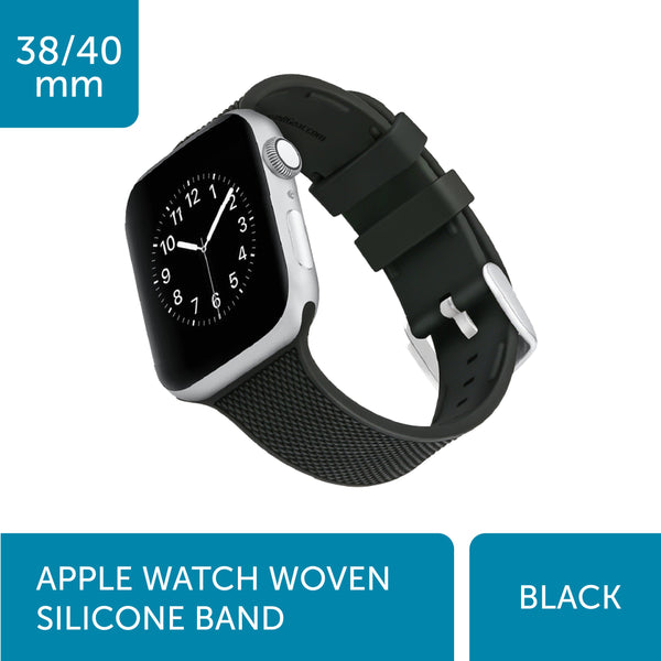 WITHit Silicone Band for 42/44/45mm  Apple Watch - Black Woven with 2 Keepers
