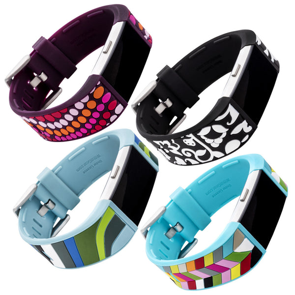 Designer Silicone Band for Fitbit Charge 2 by French Bull in Blue Ziggy