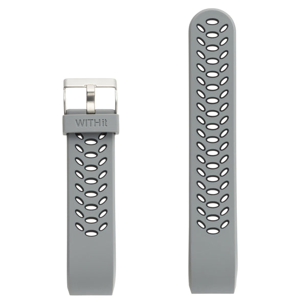 Designer Silicone Sport Band for Fitbit Charge 2 by WITHit in Gray/Black