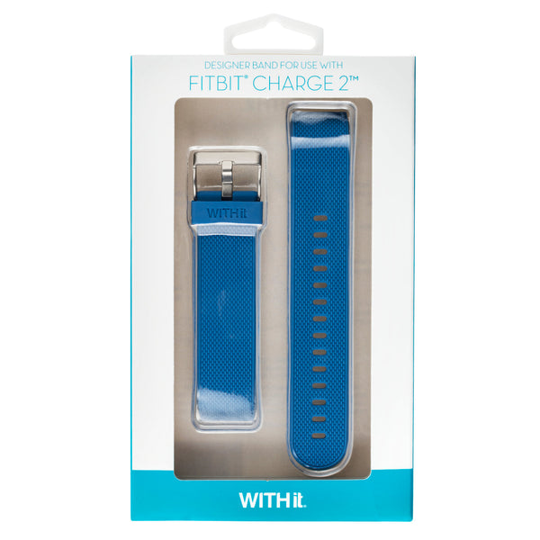 Designer Silicone Band for Fitbit Charge 2 by WITHit in Blue Woven